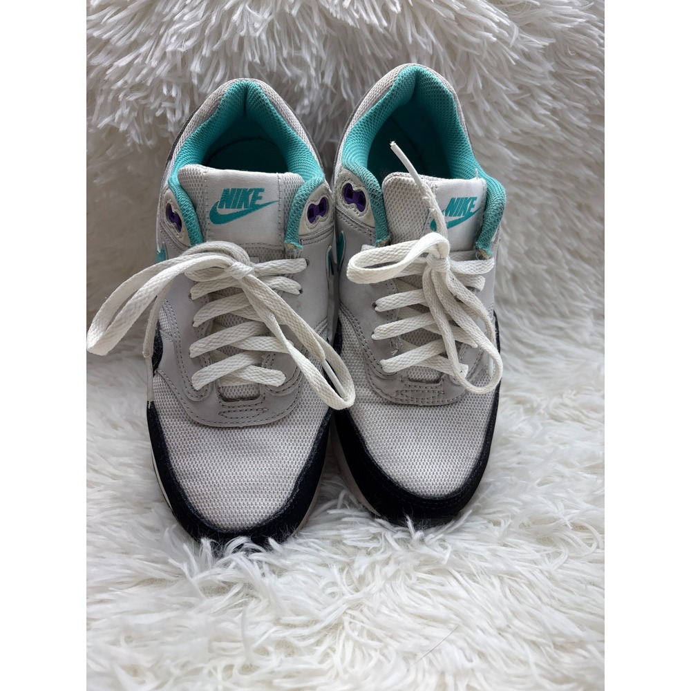 Nike Air Max 1 Kids White Black Clear Jade Violet Size 4Y